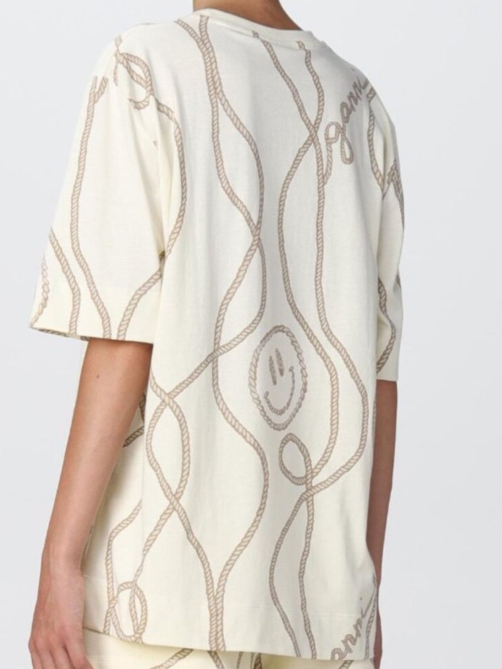 Ganni Symbols Rope Print Smiley Face Graphic Tee - Picture 2 of 6